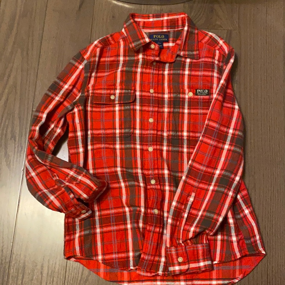 Boys Polo Ralph Lauren red plaid flannel shirt -L